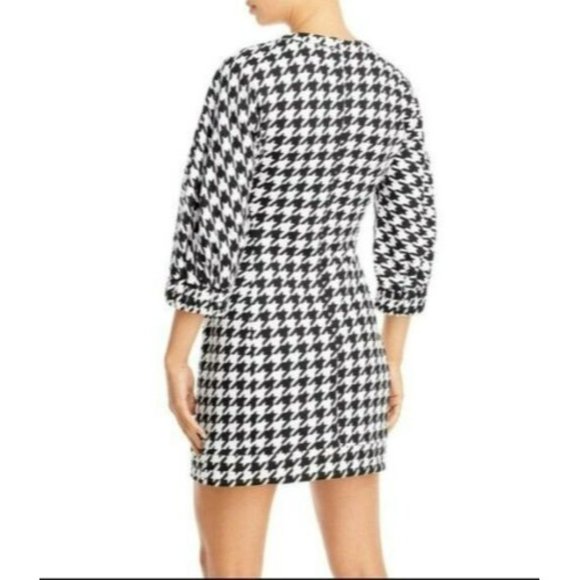 Aqua X Scout the City Houndstooth Balloon Sleeve Mini Dress NWT Small - Picture 2 of 3